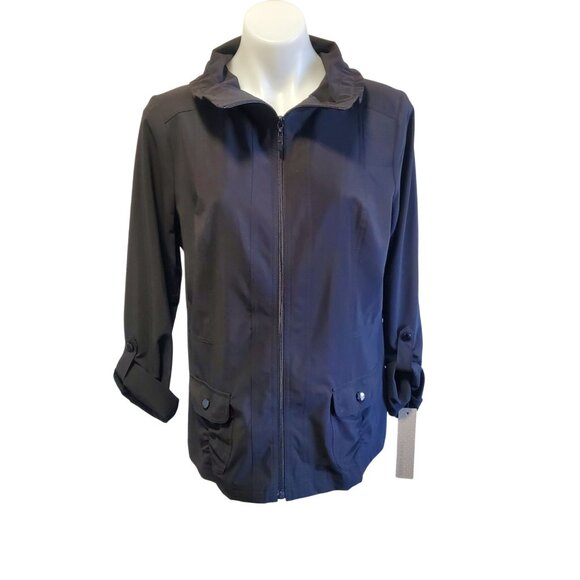Laura Ashley Womens Medium Black Zip-Up Light Chic Jacket New WIth Tags - Picture 1 of 8